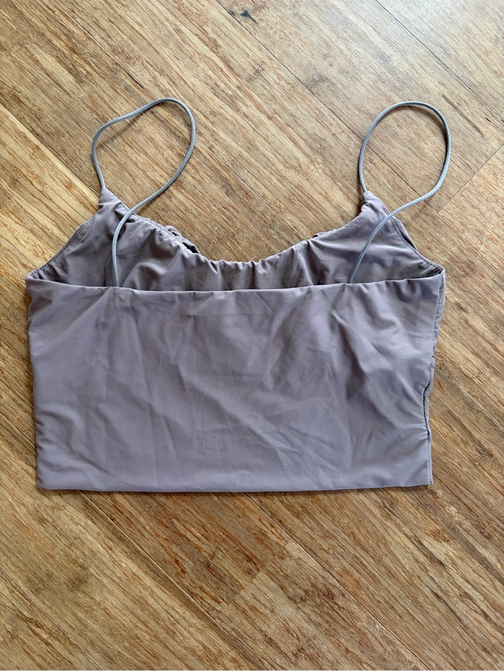 Better Be Brown Ruched Spaghetti Strap Crop Cami, Sz M - Picture 2 of 3